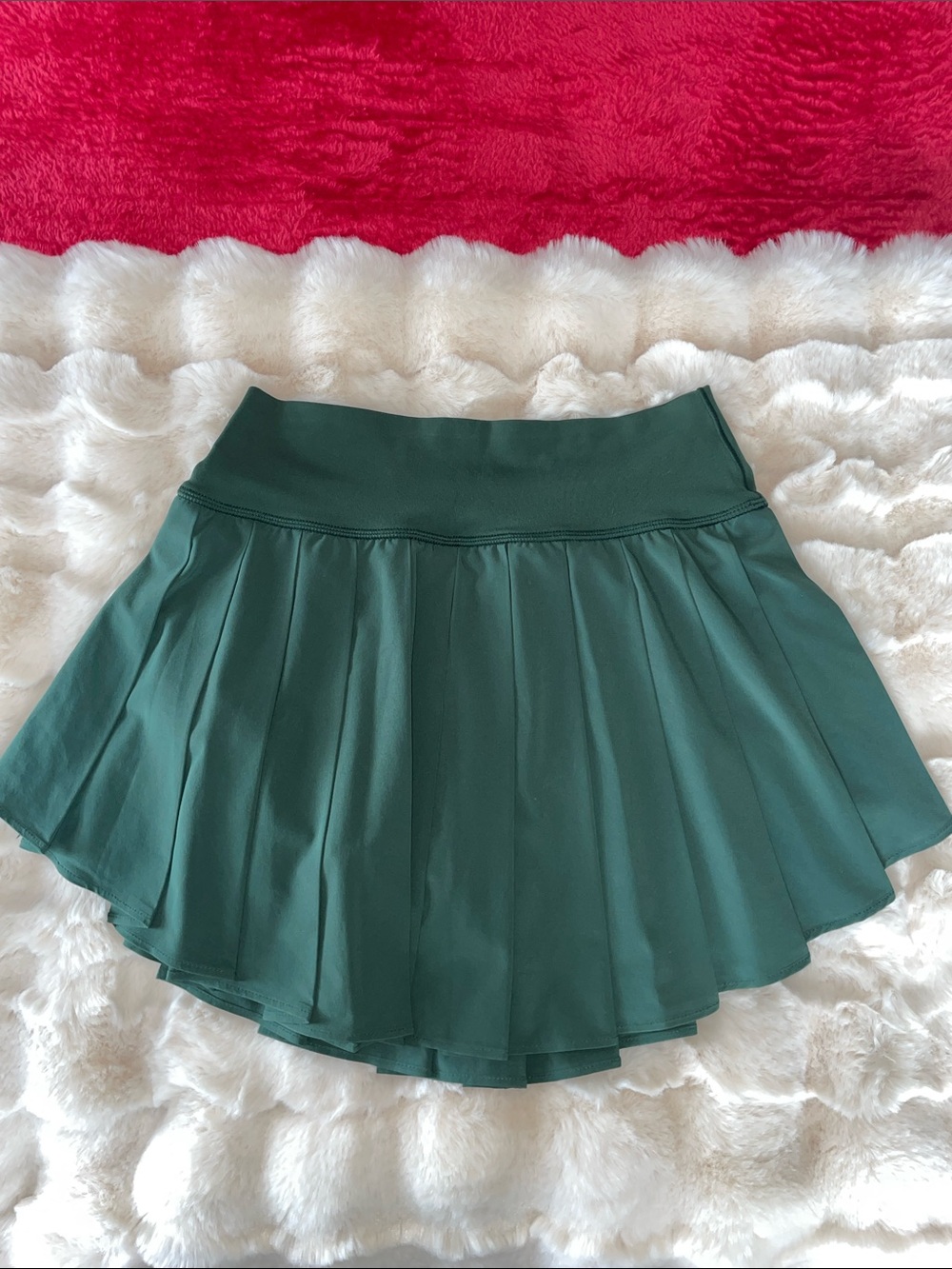 aerie Forest Green Pleated Circle Skirt